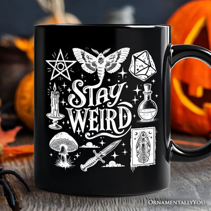 Stay Weird Witchy Vibes Personalized Mug, Mystical Halloween Gift with Custom Name