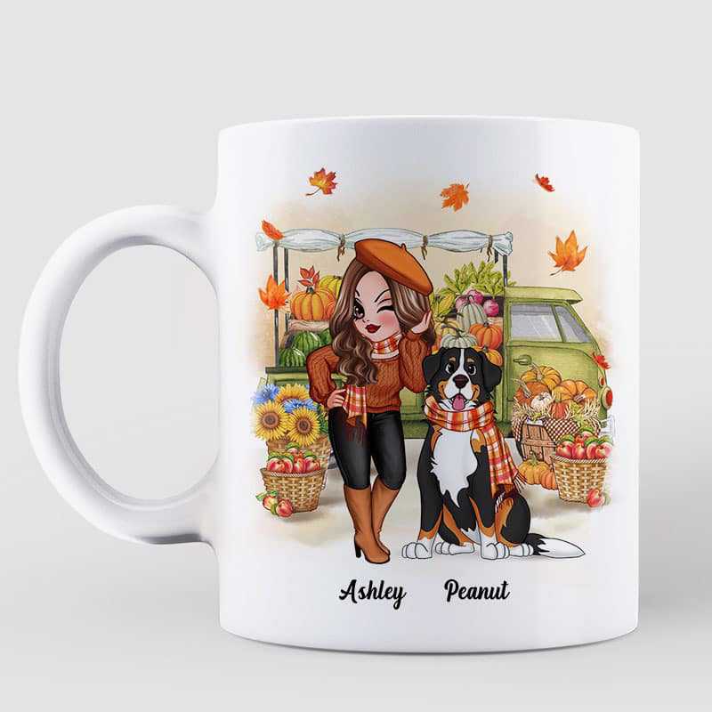 Pretty Fall Season Dog Mom Personalized Mug