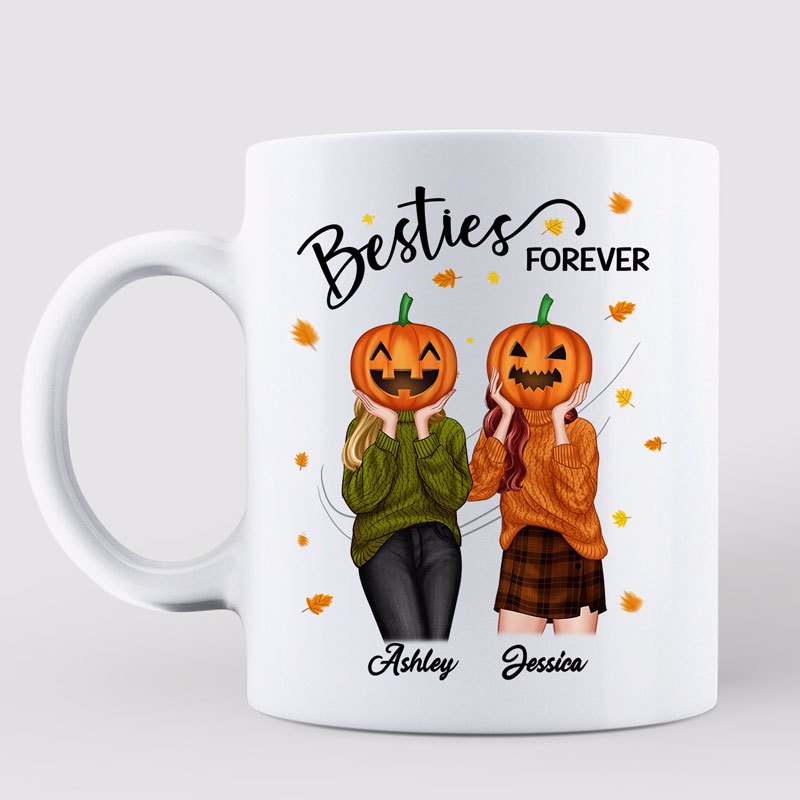 Best Friends Sisters Pumpkin Head Personalized Mug
