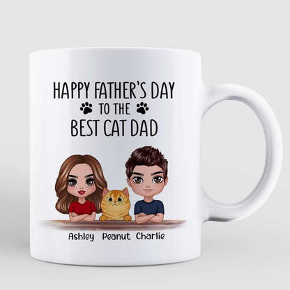 Doll Couple And Cats Happy Father's Day Gift Personalized Mug