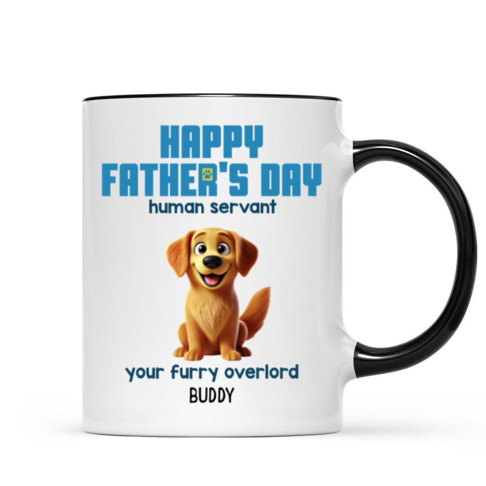 Happy Mother's Day Father's Day Human Servant Cartoon Funny Dogs Blue Tone Personalized Mug