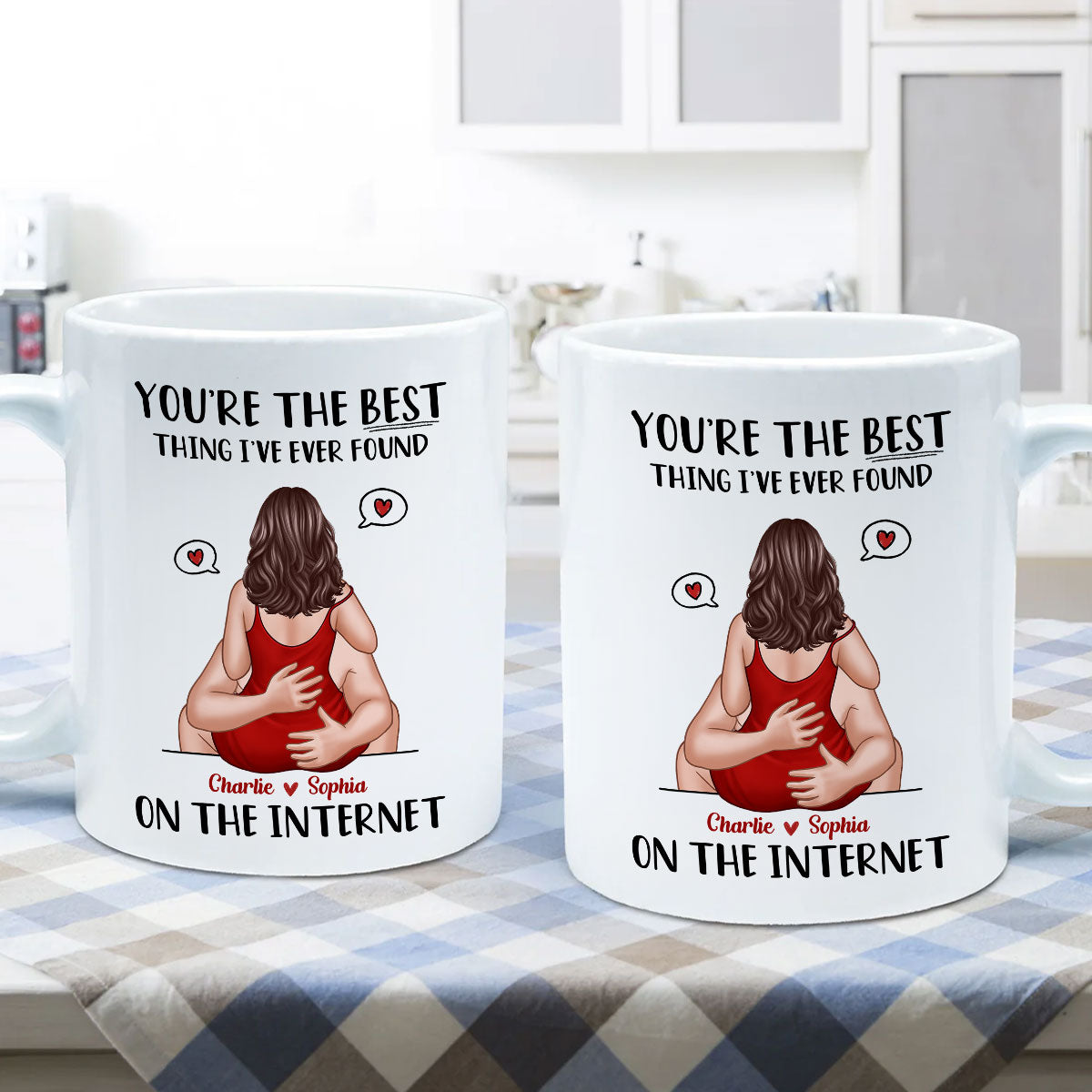 Online Dating Virtual Love Embrace Valentine's Couple Personalized Mug