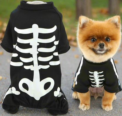 Dog Skeleton Glow-In-The-Dark Halloween Jumpsuit