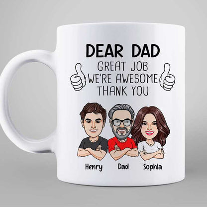 Dear Dad We're Awesome Caricature Style Personalized Mug