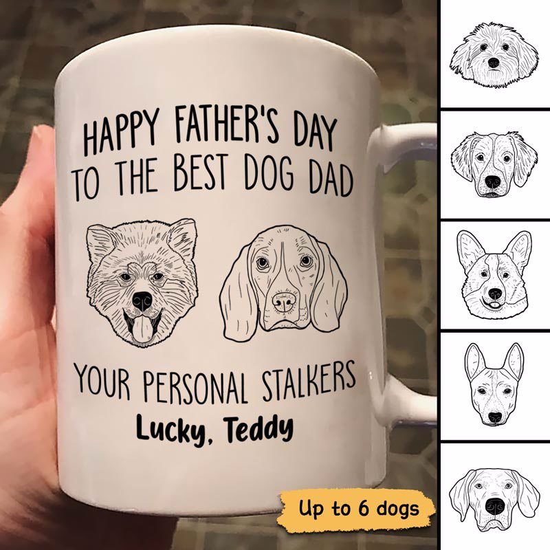 Good Morning Happy Father's Day From Personal Stalker Dog Head Outline Personalized Mug
