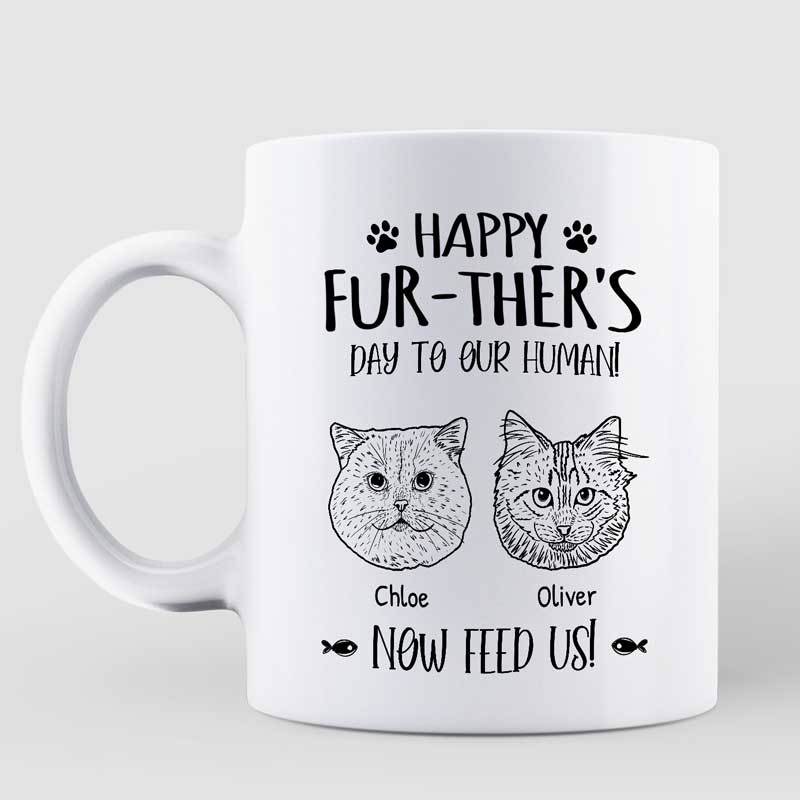 Happy Further's Day Cat Head Outline Personalized Mug