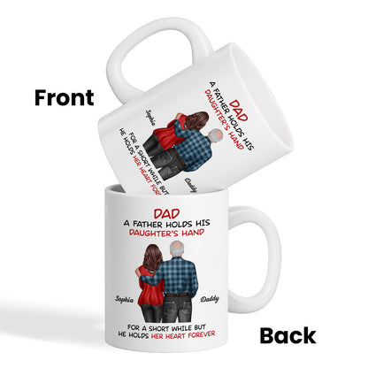 Father Daughter Son Standing Back View Personalized Mug, Father's Day Gift For Dad, Husband, Grandpa