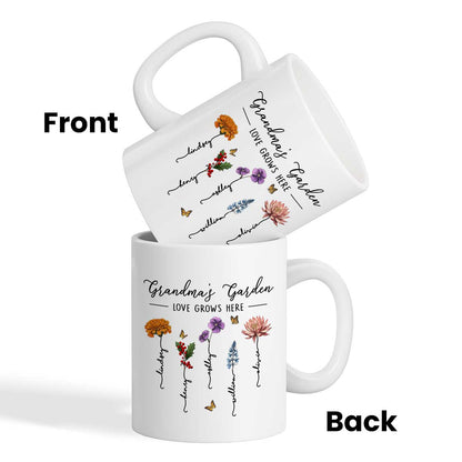 Grandma's Garden Love Grows Here Beautiful Birth Month Flower Gift For Grandma Mom Personalized Mug