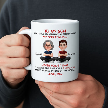 To My Son My Little Boy Yesterday - Personalized Mug - Christmas Gift from Dad to Son