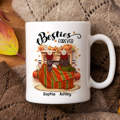 Fall Season Best Friends Sisters Fireplace Personalized Mug