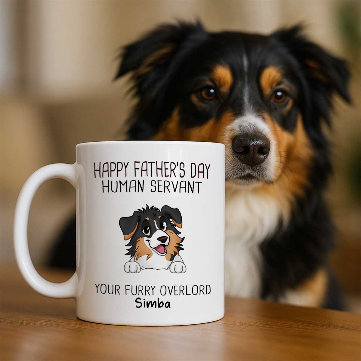 Happy Father's Day Human Servant Funny Cute Dogs Personalized Mug, Gift For Dog Dad