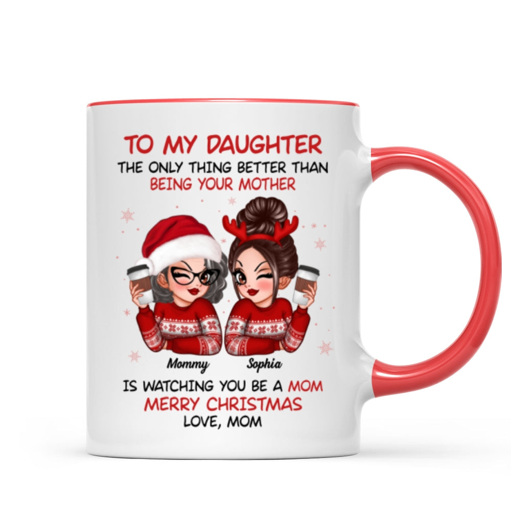 To My Daughter Son Watching You Be A Mom Dad Merry Christmas Personalized Mug, Christmas Gift For Daughters, Sons