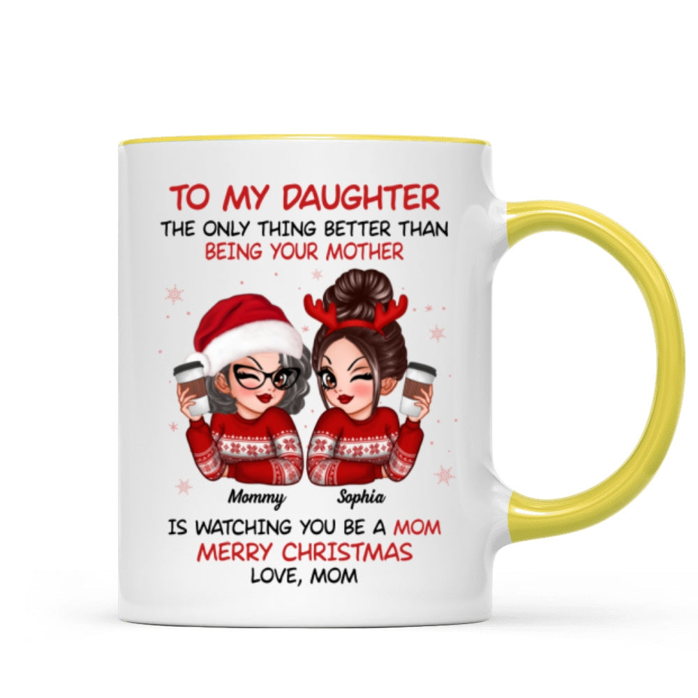 To My Daughter Son Watching You Be A Mom Dad Merry Christmas Personalized Mug, Christmas Gift For Daughters, Sons