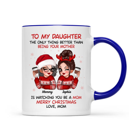 To My Daughter Son Watching You Be A Mom Dad Merry Christmas Personalized Mug, Christmas Gift For Daughters, Sons
