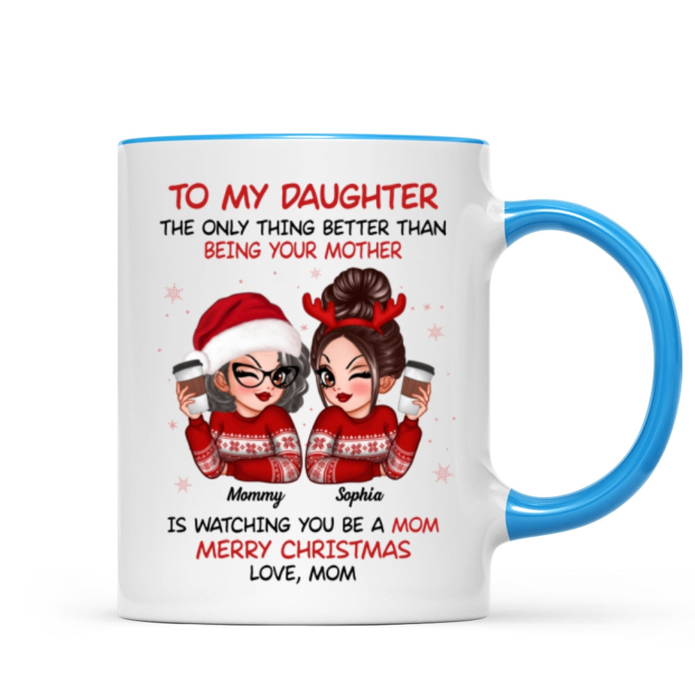 To My Daughter Son Watching You Be A Mom Dad Merry Christmas Personalized Mug, Christmas Gift For Daughters, Sons