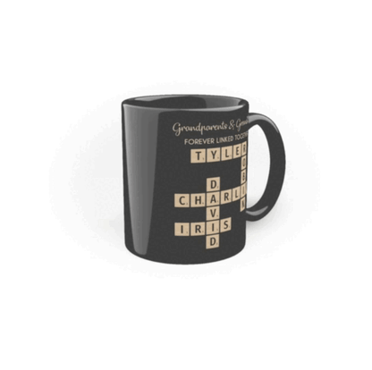 Grandparents & Grandkids Forever Linked Together Crossword Puzzle Personalized Mug, Gift For Large Family, Parent, Grandparents, Siblings, Brothers, Sisters