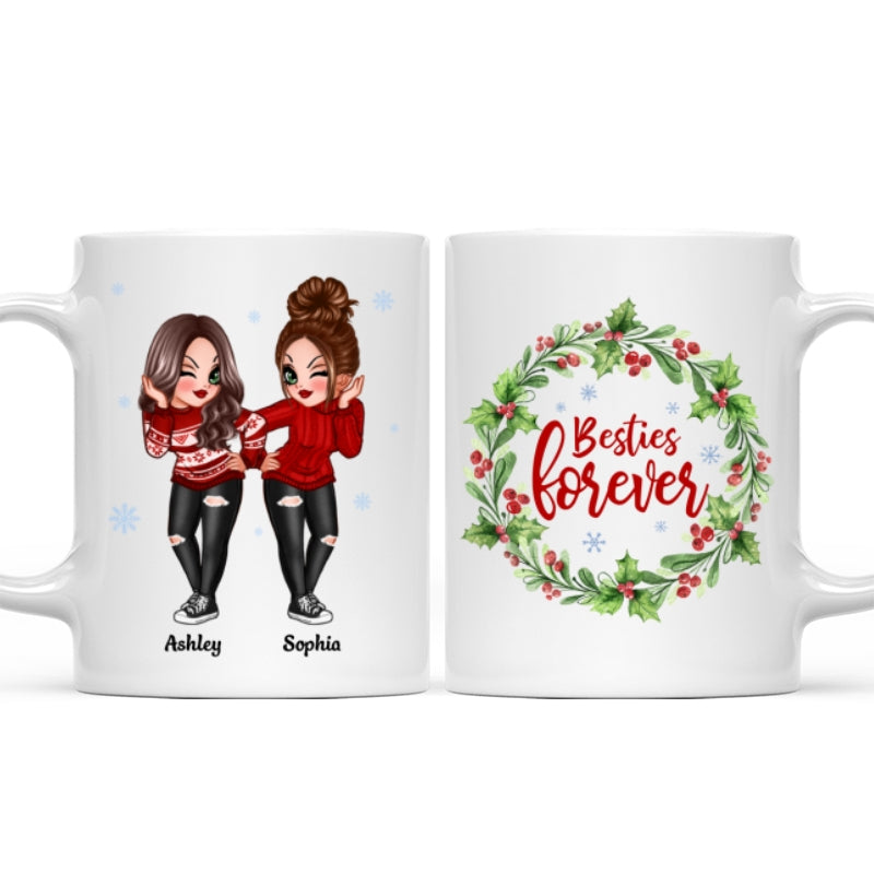 Christmas Wreath Pretty Besties Personalized Mug