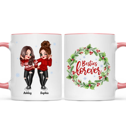 Christmas Wreath Pretty Besties Personalized Mug
