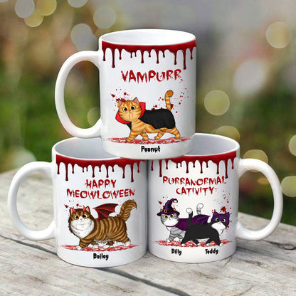 Halloween Spooky Fluffy Cat Personalized Mug