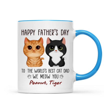 Happy Father's Day World's Best Cat Dad Watercolor Cute Cat Personalized Mug