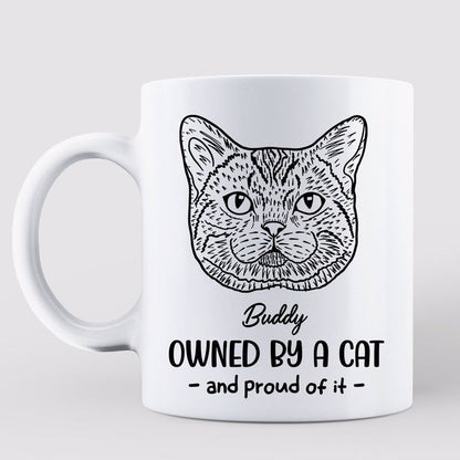 Owned By Cats & Proud Cat Head Outline Personalized Mug
