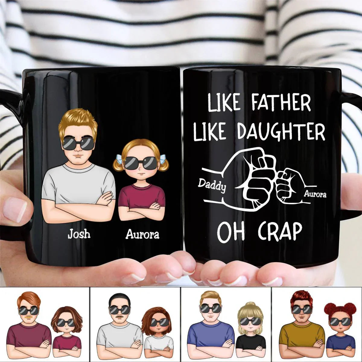 OH CRAP Fist-Bump Duo White Ceramic Mug, Custom Fist-Bump Cup, Creative Fathers Day Gift from Daughter