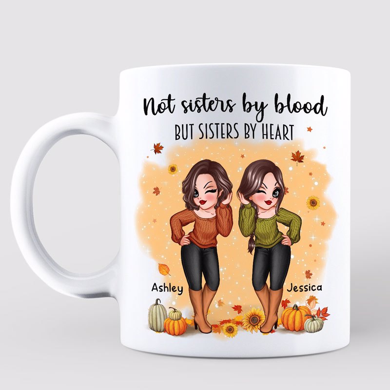 Fall Season Pretty Best Friends Sisters Personalized Mug (11oz)