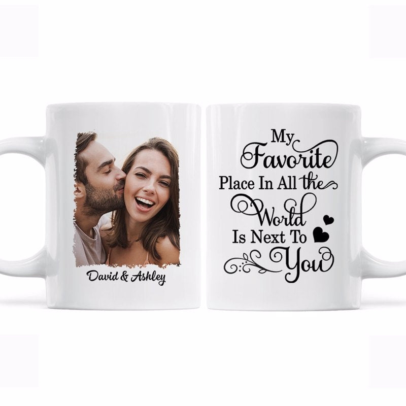 Couple Custom Photo My Favorite Place Personalized Mug - Anniversary Gift For Couple - Gift For Him Gift For Her