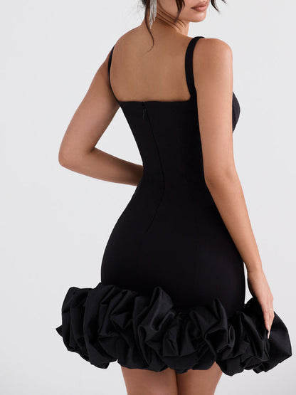 Elegant Sleeveless Ruffle Hem Mini Dress