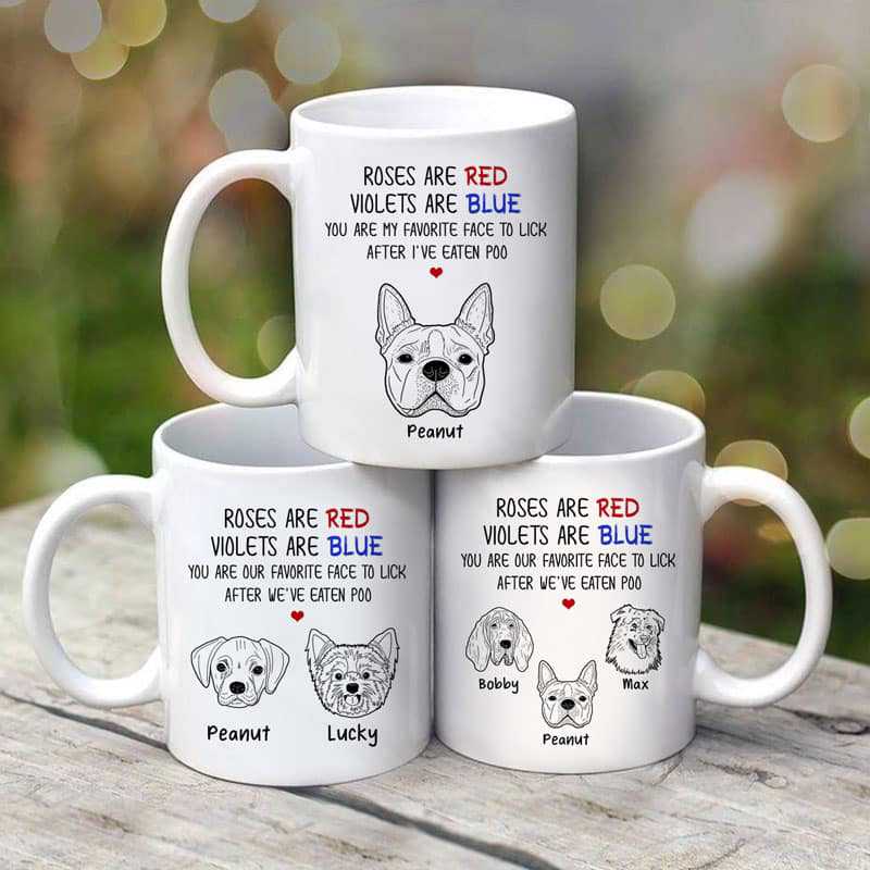 Favorite Face To Lick Dog Head Outline Happy Father's Day Personalized Mug