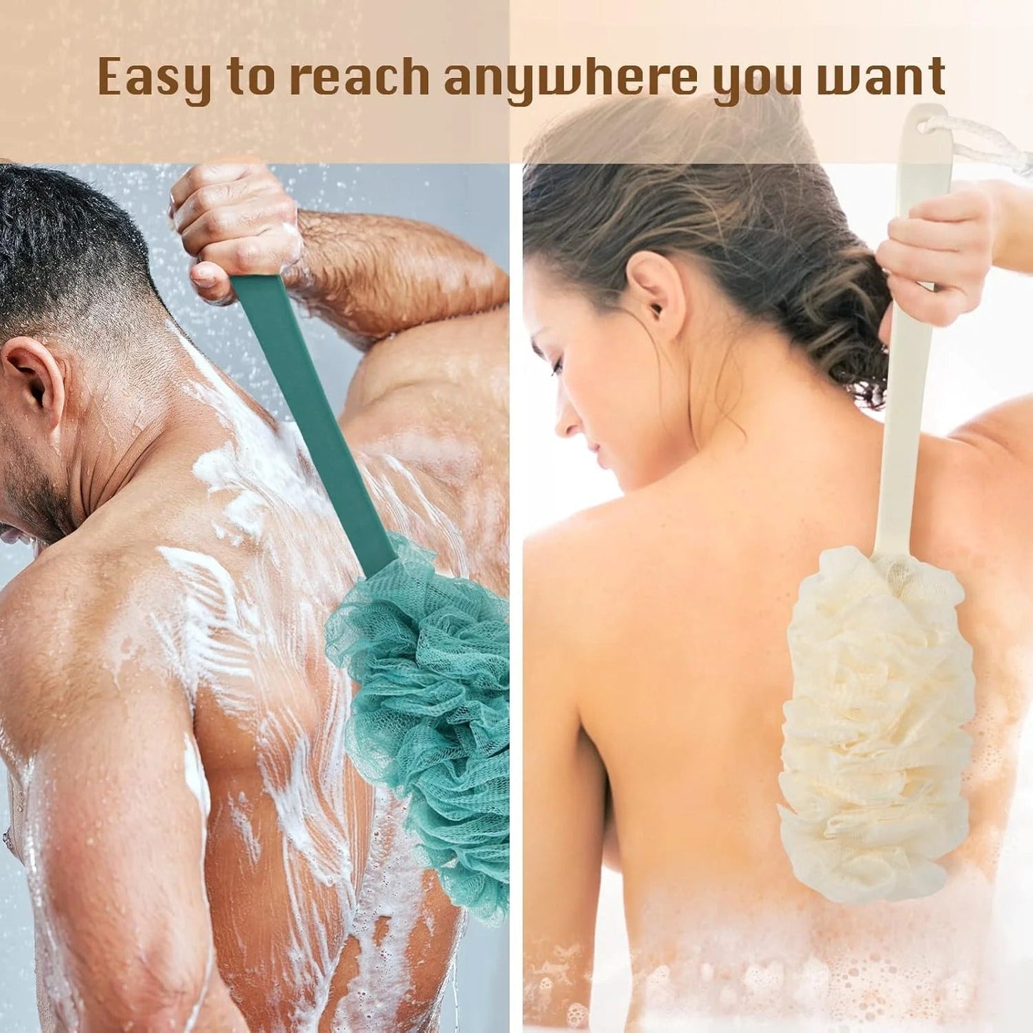 2-Pack Back Scrubber Dual-Use Body And Back Exfoliating Scrubber
