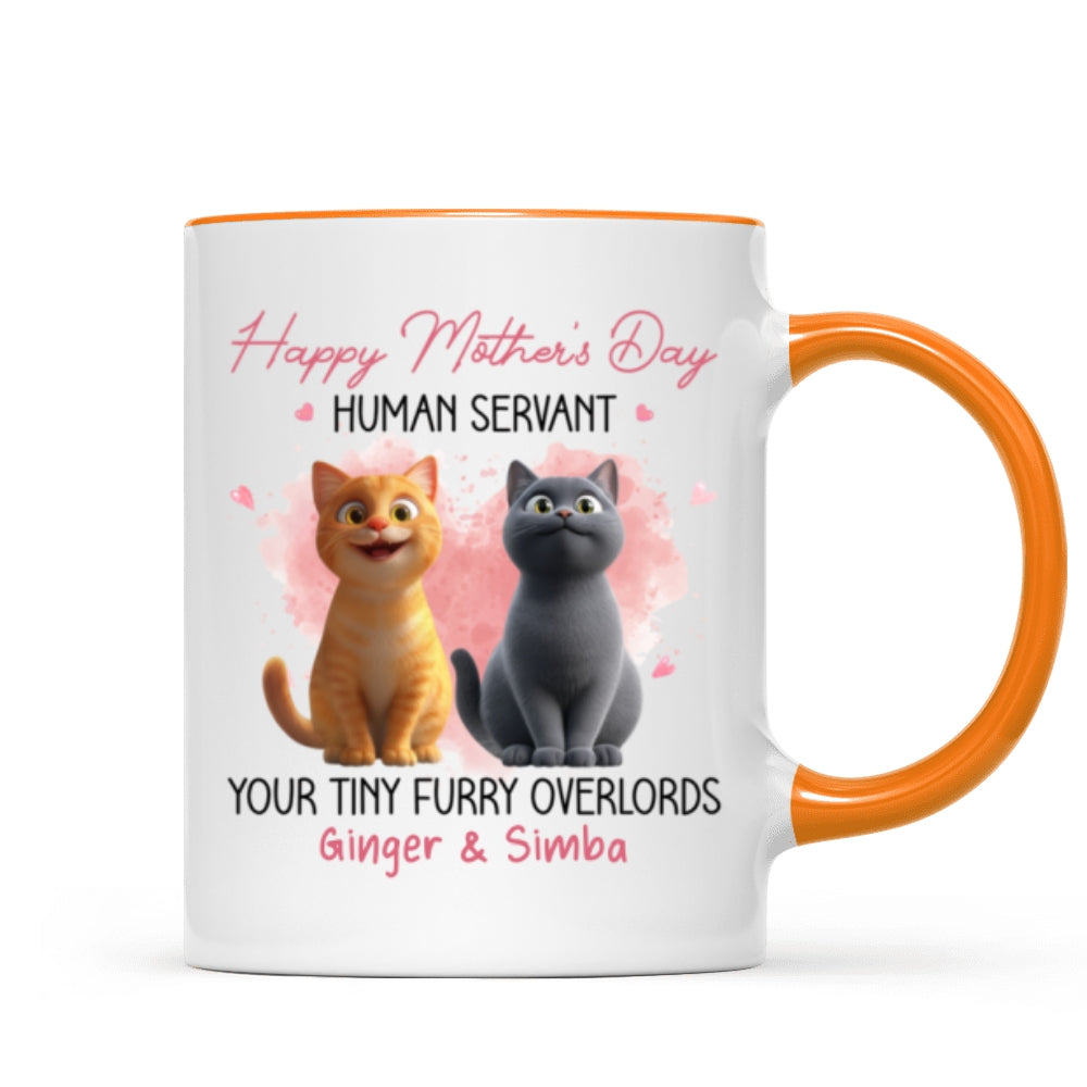 Pink Tone Happy Mother's Day Human Servant Cartoon Funny Cats Personalized Mug