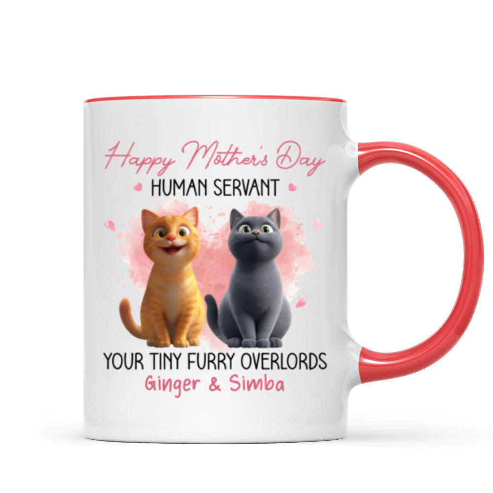 Pink Tone Happy Mother's Day Human Servant Cartoon Funny Cats Personalized Mug
