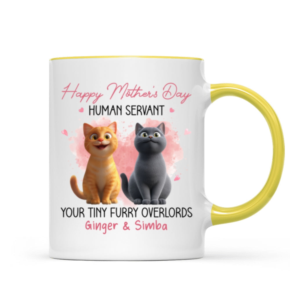 Pink Tone Happy Mother's Day Human Servant Cartoon Funny Cats Personalized Mug