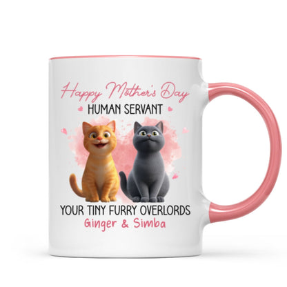 Pink Tone Happy Mother's Day Human Servant Cartoon Funny Cats Personalized Mug