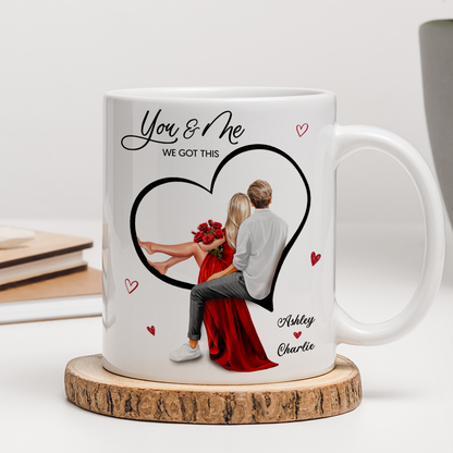 Couple Sitting On Heart Personalized Mug, Gift, Anniversary Gift for Couples,