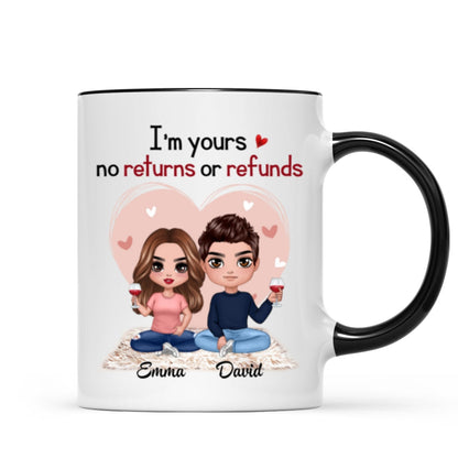 Pink Heart Doll Couple Sitting Gift For Him For Her Personalized Mug