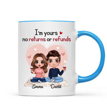 Pink Heart Doll Couple Sitting Gift For Him For Her Personalized Mug