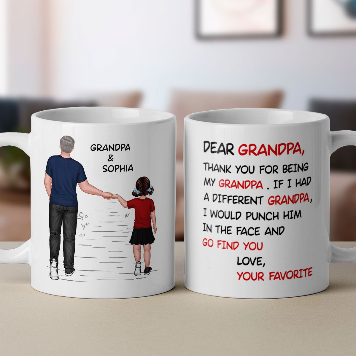 Dear Grandpa Thanks For Being My Grandpa Personalized Mug, Father's Day Gift For Grandpa