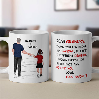 Dear Grandpa Thanks For Being My Grandpa Personalized Mug, Father's Day Gift For Grandpa
