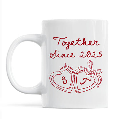 Cheers To Forever Couple Custom Heart Locket - Personalized Mug - Gift For Her, Gift For Him