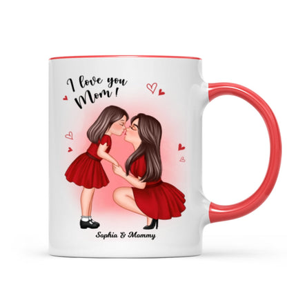 Mom And Kid Holding Hands Kissing Personalized Mug, Gift For Mom
