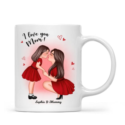 Mom And Kid Holding Hands Kissing Personalized Mug, Gift For Mom