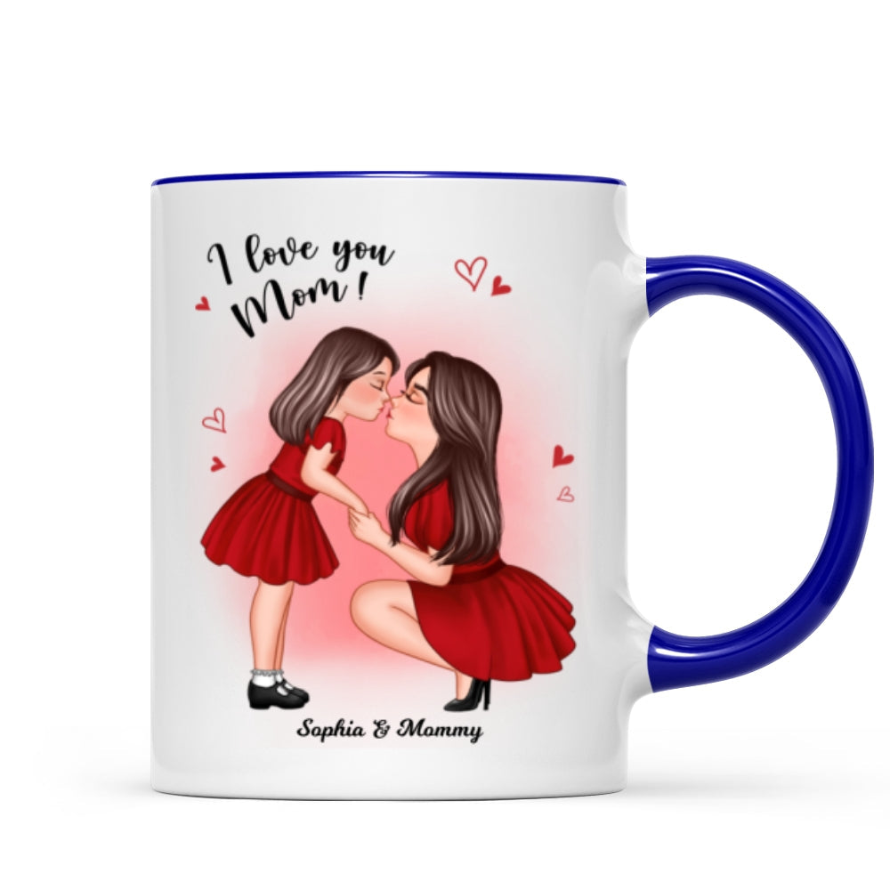 Mom And Kid Holding Hands Kissing Personalized Mug, Gift For Mom