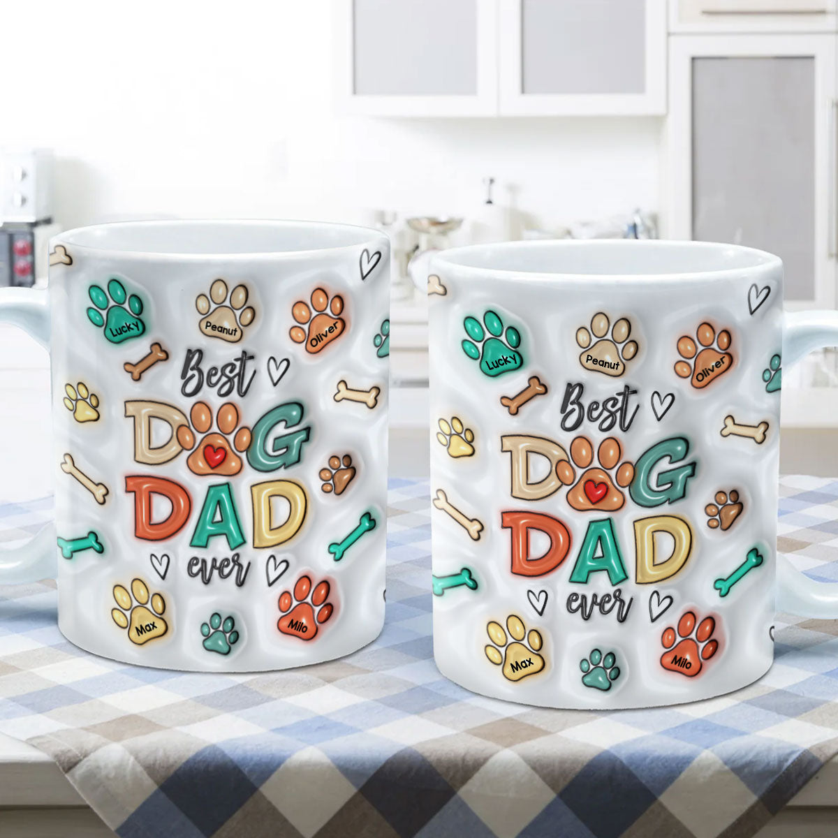 Best Dog Dad Ever 3D Inflated Printed Personalized Mug