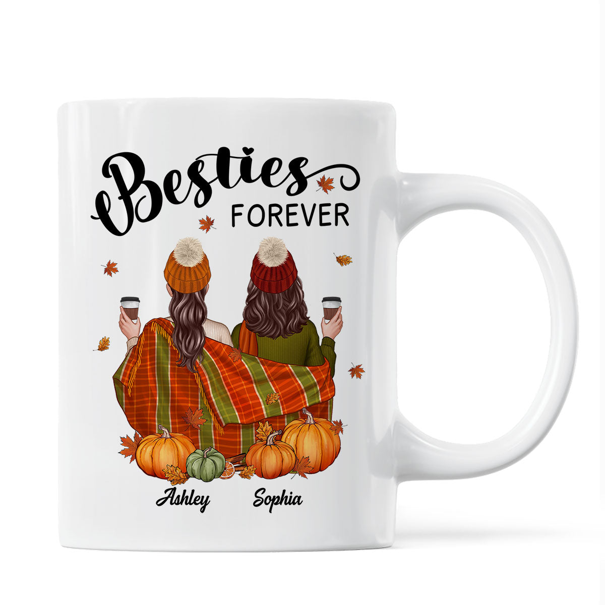 Fall Season Best Friends Sisters With Blanket Personalized Mug