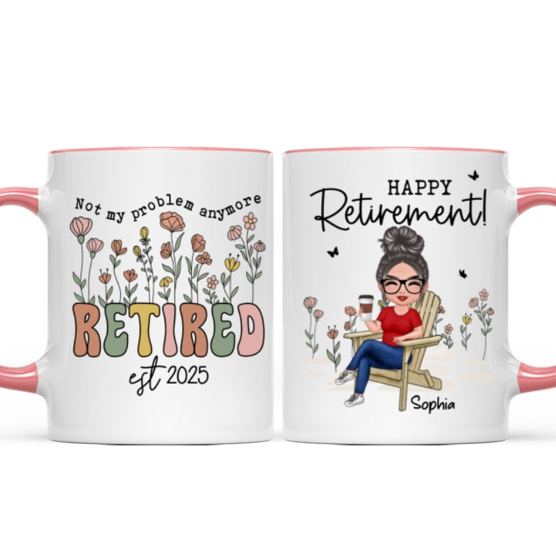 Not My Problem Anymore Retirement Personalized Mug, Farewell Good Luck Gift Coworker, Teacher, Nurse