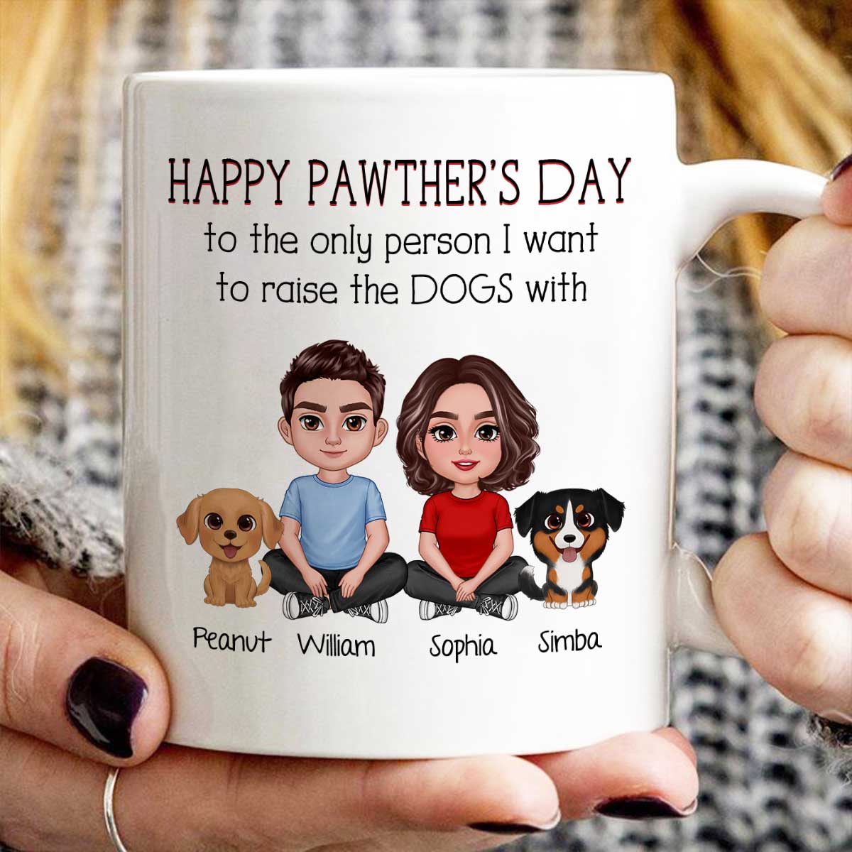 Happy Pawther's Day To The Person I Want To Raise A Dog Cat With Crossed Legs Couple Personalized Mug, Father's Day Gift For Dog Cat Dad