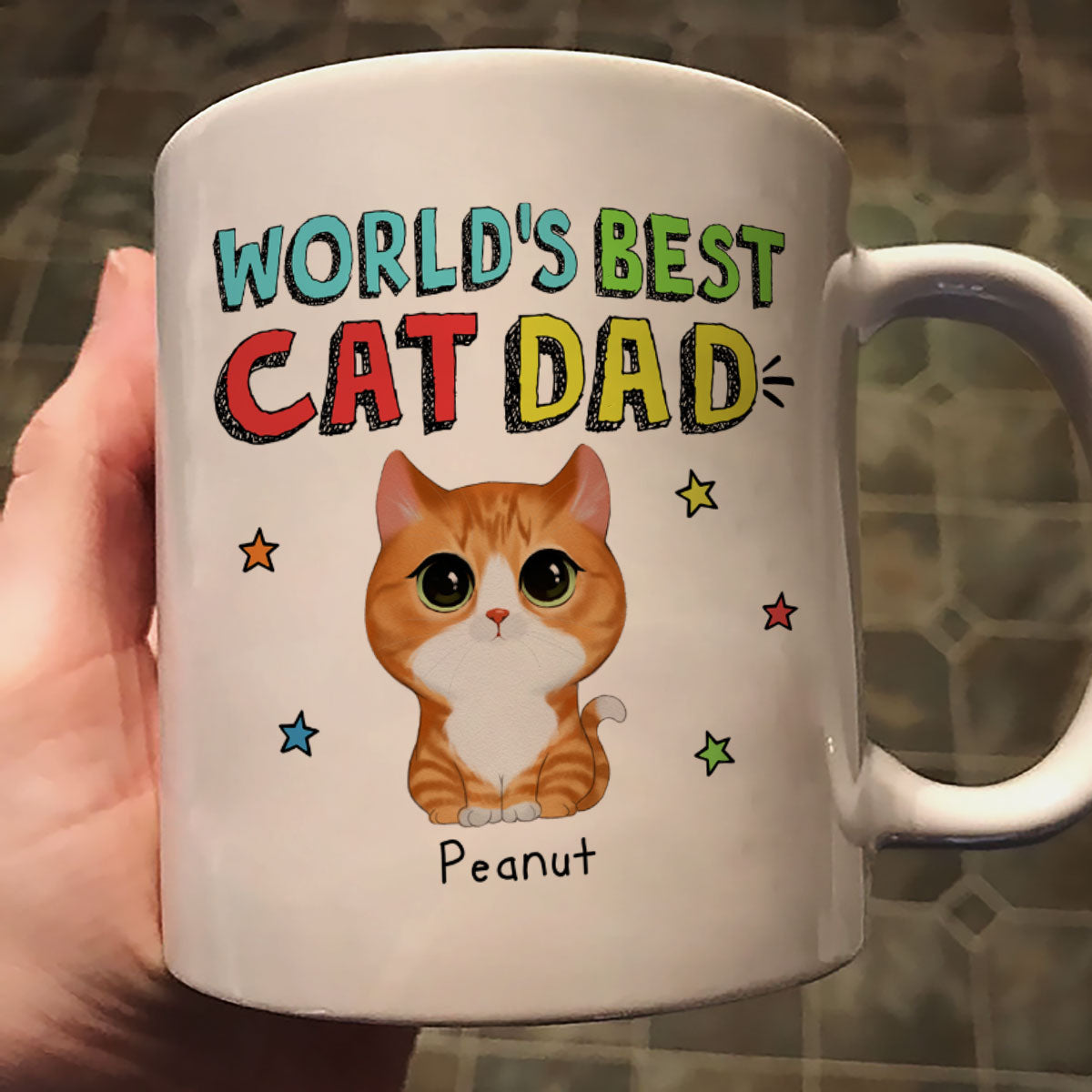 Colorful Watercolor Cute Cats World's Best Cat Dad Personalized Mug