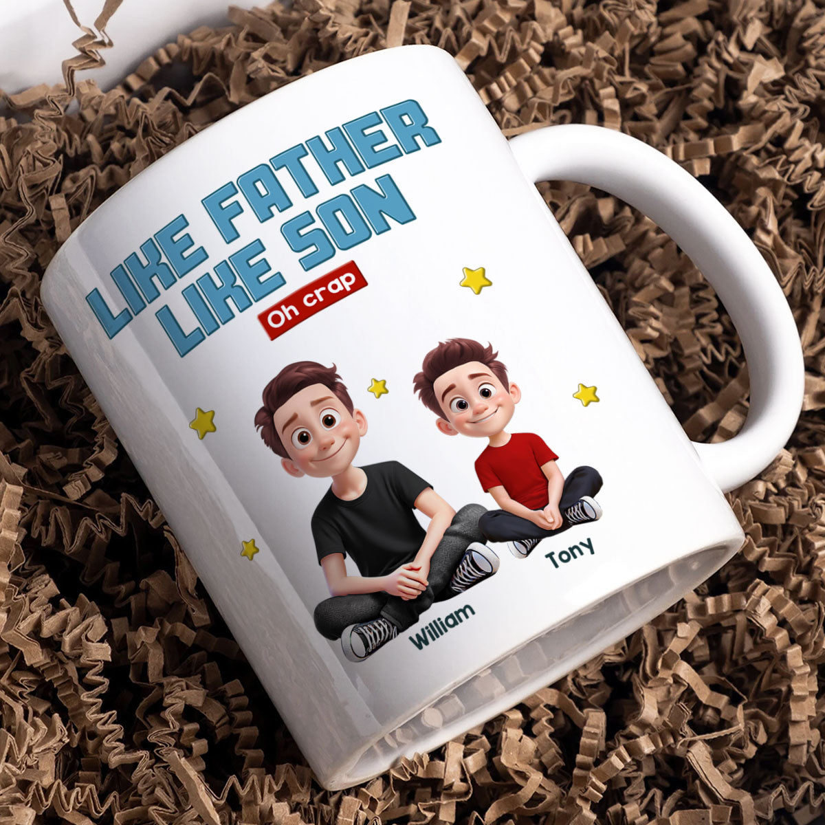 Like Father Like Daughter Son Cartoon Funny Style Personalized Mug, Gift For Dad